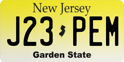 NJ license plate J23PEM