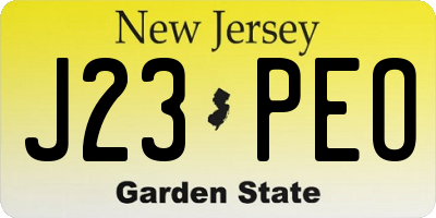 NJ license plate J23PEO