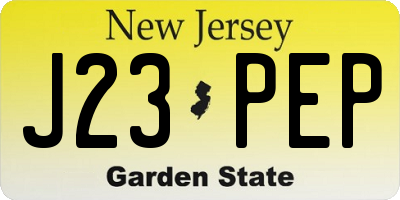 NJ license plate J23PEP