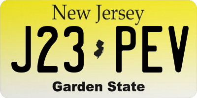 NJ license plate J23PEV