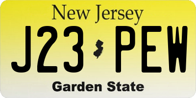 NJ license plate J23PEW