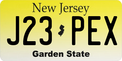 NJ license plate J23PEX