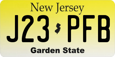 NJ license plate J23PFB