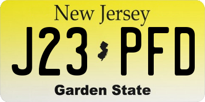 NJ license plate J23PFD