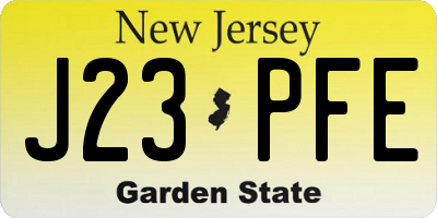 NJ license plate J23PFE
