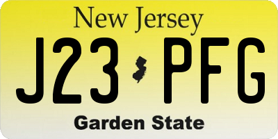 NJ license plate J23PFG