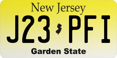 NJ license plate J23PFI