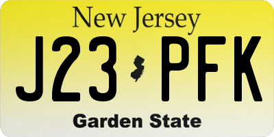NJ license plate J23PFK