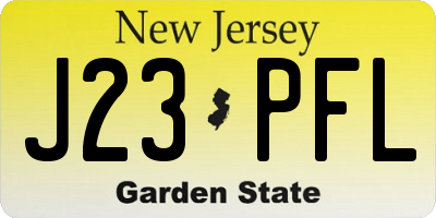 NJ license plate J23PFL