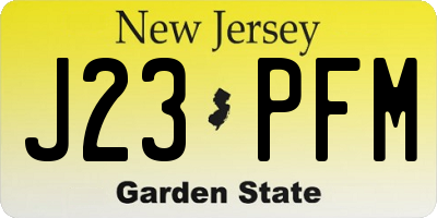NJ license plate J23PFM