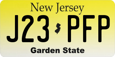 NJ license plate J23PFP
