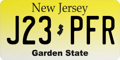 NJ license plate J23PFR