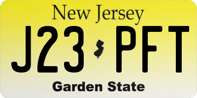 NJ license plate J23PFT