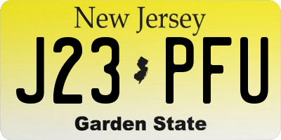 NJ license plate J23PFU