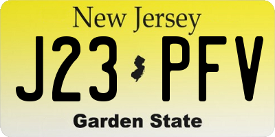 NJ license plate J23PFV