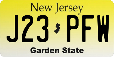 NJ license plate J23PFW