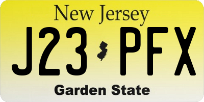 NJ license plate J23PFX