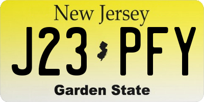 NJ license plate J23PFY