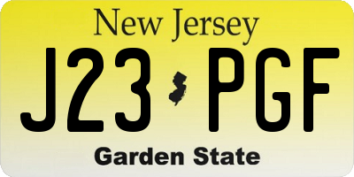 NJ license plate J23PGF