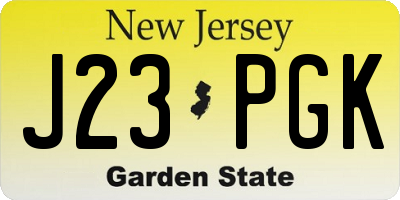 NJ license plate J23PGK