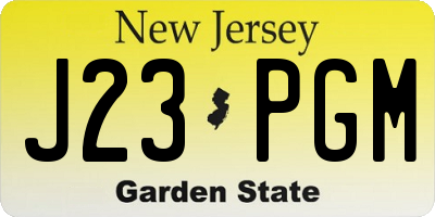 NJ license plate J23PGM