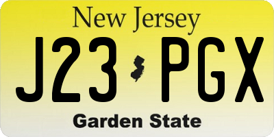NJ license plate J23PGX