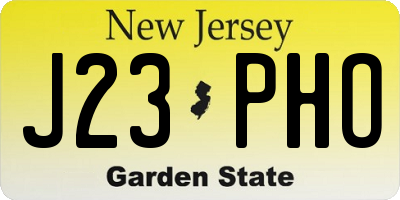 NJ license plate J23PHO