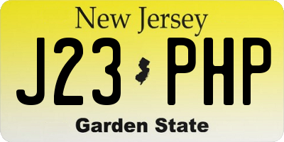 NJ license plate J23PHP