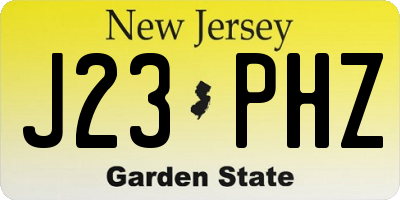 NJ license plate J23PHZ