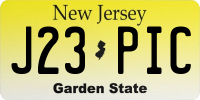 NJ license plate J23PIC