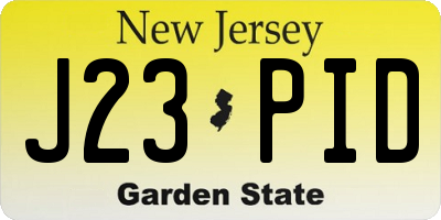 NJ license plate J23PID