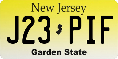 NJ license plate J23PIF
