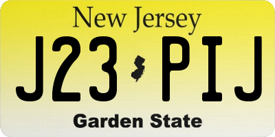 NJ license plate J23PIJ