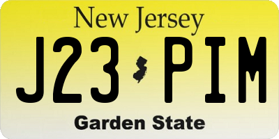 NJ license plate J23PIM