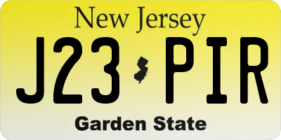 NJ license plate J23PIR