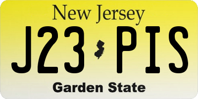 NJ license plate J23PIS