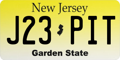 NJ license plate J23PIT