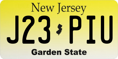 NJ license plate J23PIU