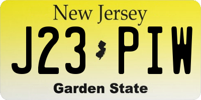 NJ license plate J23PIW