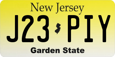 NJ license plate J23PIY