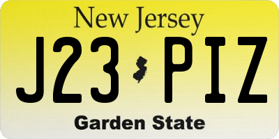 NJ license plate J23PIZ
