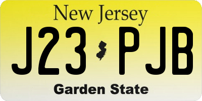 NJ license plate J23PJB