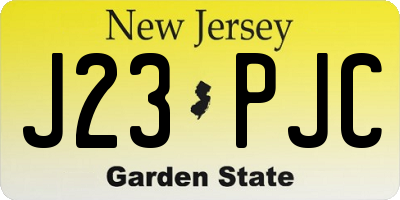 NJ license plate J23PJC