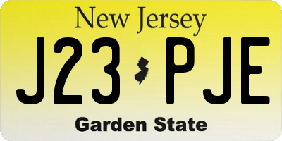 NJ license plate J23PJE