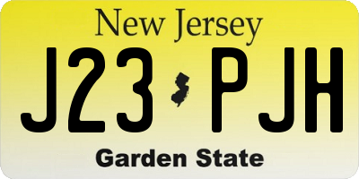 NJ license plate J23PJH