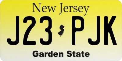 NJ license plate J23PJK