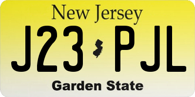 NJ license plate J23PJL