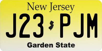 NJ license plate J23PJM