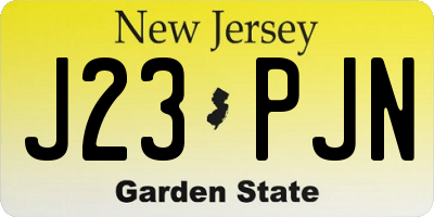 NJ license plate J23PJN