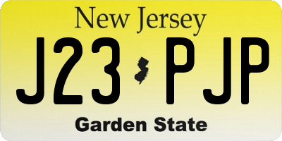 NJ license plate J23PJP